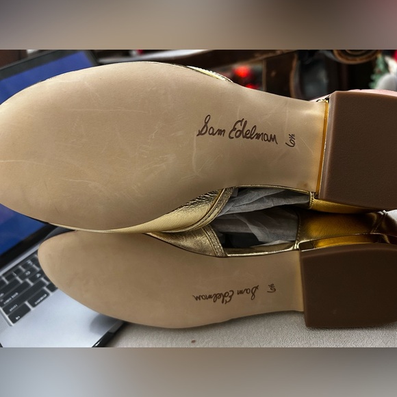 Sam Edelman Rylie Amber Gold&Black Shoes size 6.5 NWOT Leather Fabric Upper - Picture 9 of 15